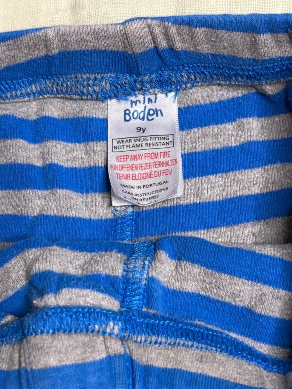 Mini Boden Blue & Gray Striped Short Sleeve Pajama Set 9Y - Picture 3 of 8